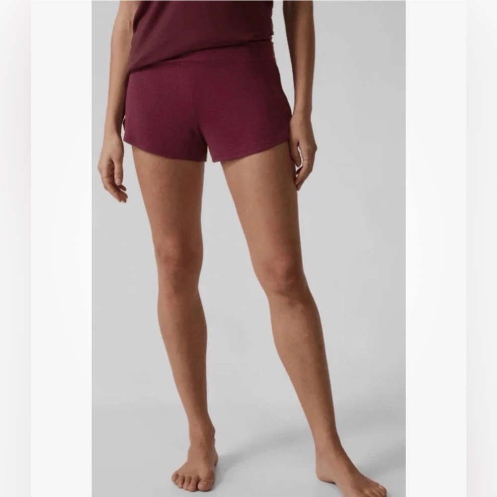 Athleta Women’s Sleep Short Pajama 1X Burgundy Red Lounge Soft Comfy Cozy